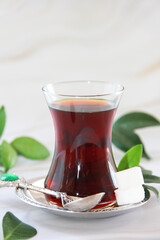 traditional black turkish tea in a glass glass