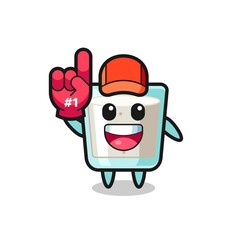 milk illustration cartoon with number 1 fans glove