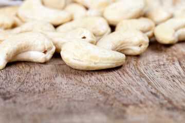 delicious and healthy raw cashew nuts, close up