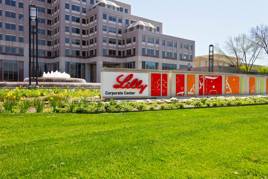 Eli Lilly and Company World Headquarters. Lilly makes Medicines and Pharmaceuticals.