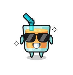 Cartoon mascot of orange juice with cool gesture