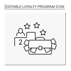 Contest line icon. Raffle of prizes between customers. Cash winnings for second place. Loyalty program for customers.Shopping concept. Isolated vector illustration. Editable stroke