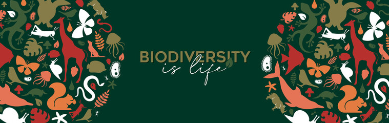 Wild animal biodiversity life concept banner - obrazy, fototapety, plakaty