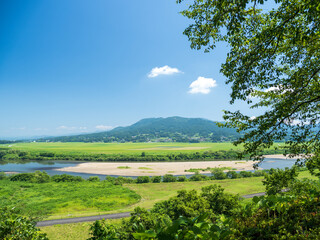 Fototapeta na wymiar 平泉　高館からの北上川の眺め　8月