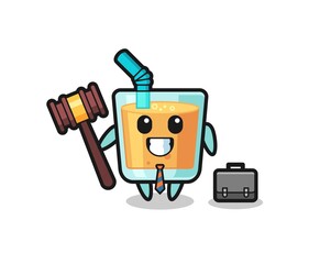 Illustration of orange juice mascot as a lawyer