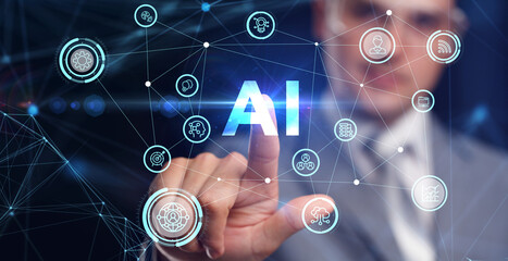 AI Learning and Artificial Intelligence Concept. Business, modern technology, internet and networking concept.