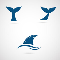 Whale, shark, fish tale vector icon. Fin of the fish illustrattion.