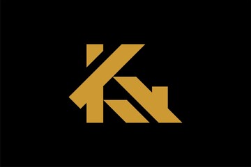 Real estate logo design. Letter K house abstract symbol. Outline the home icon vector.