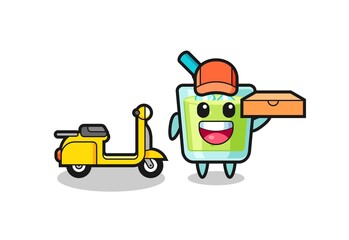 Character Illustration of melon juice as a pizza deliveryman