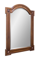 Interior wall mirror with wooden frame