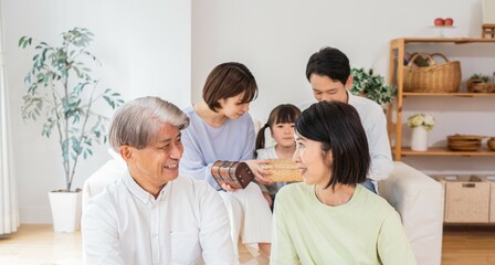 三世代家族　ポートレート