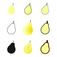 pear fruit with different type of design styles