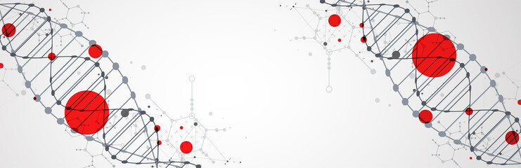 Abstract futuristic background for design works..Science template, wallpaper or banner with a DNA molecules.