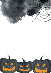 halloween background clipart, Spider web print, Watercolor pumpkin party invite, Cute fall sublimation, Spooky invitation postcard