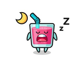 strawberry juice character illustration sleeping at night