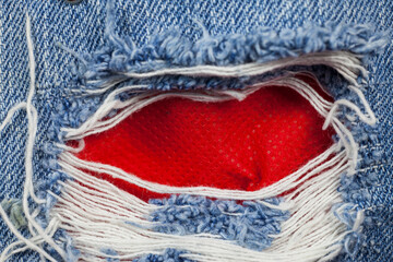 Jeans torn denim texture.