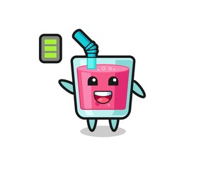 strawberry juice mascot character with energetic gesture