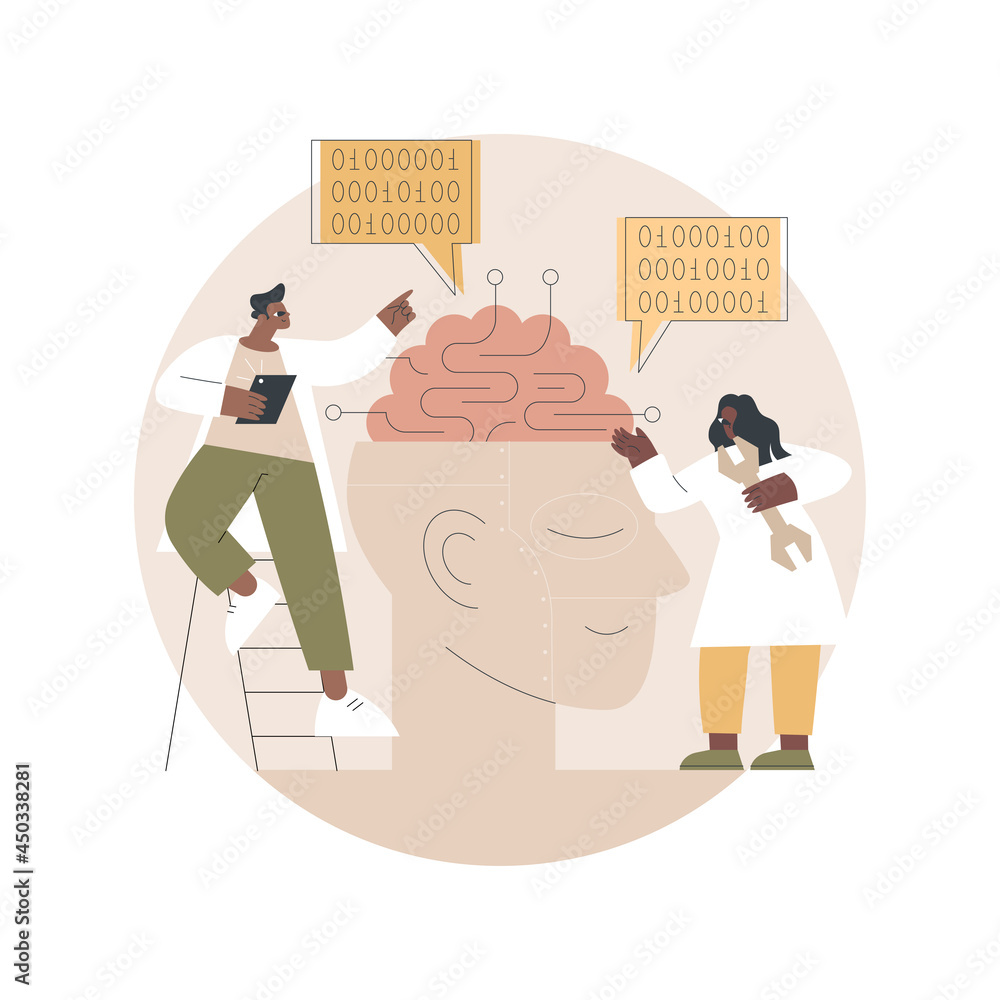 Poster artificial intelligence abstract concept vector illustration. machine learning, data science, artifi