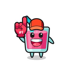 strawberry juice illustration cartoon with number 1 fans glove