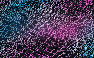 Geometric figures and cubes, 3d rendering.