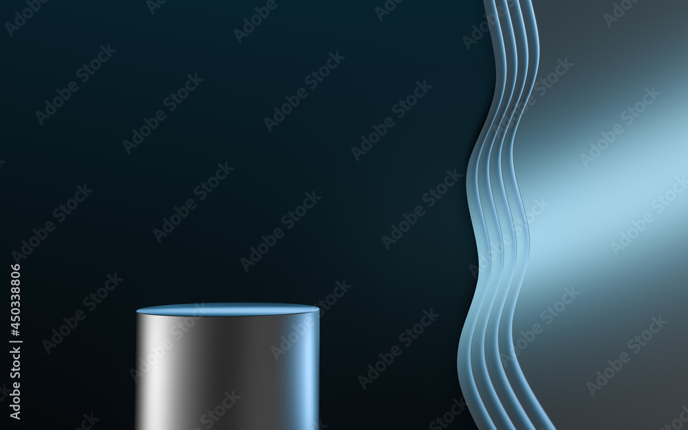 Poster curved geometry with empty stage, 3d rendering.