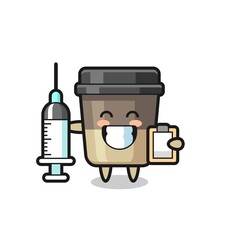 Mascot Illustration of coffee cup as a doctor