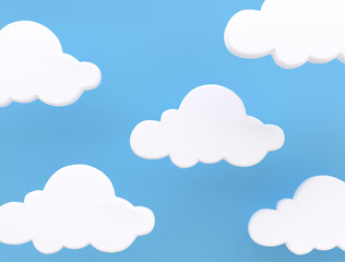 Regional sky. White clouds on a blue background. Cloud computing, technology. 3d rendering