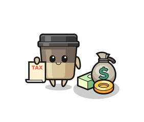 Character cartoon of coffee cup as a accountant