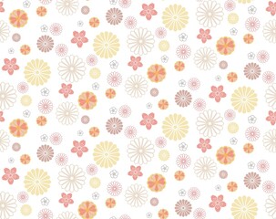 和風の花を散らしたシームレスパターン