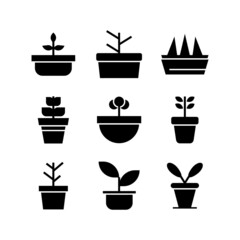 plant pot icon or logo isolated sign symbol vector illustration - high quality black style vector icons
