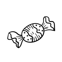 Hand drawn chocolate candy in Doodle style. Vector isolated illustration on a white background. A single design elements for invitations, birthday, banners, postcards.