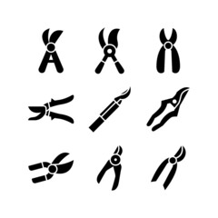 pruning shears icon or logo isolated sign symbol vector illustration - high quality black style vector icons
