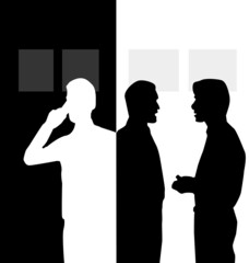 Silhouettes Of People Talking And A Person Talking On The Phone
