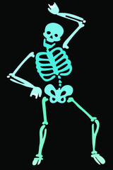 Funny skeletons dancing. Day of Dead, Halloween concept vector illustration