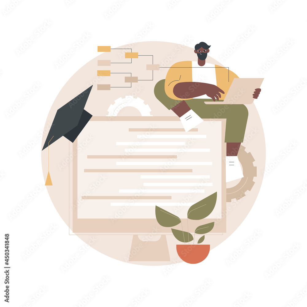 Poster it management courses abstract concept vector illustration. it project manager career, software and 