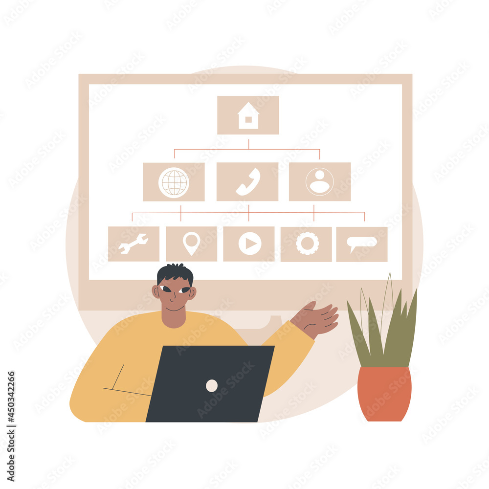 Fototapete sitemap creation abstract concept vector illustration. web development, website optimization, sitema