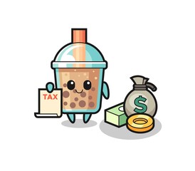 Character cartoon of bubble tea as a accountant