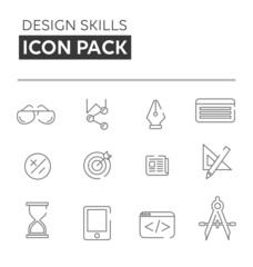 Design Skills Linear Icons Set . Design Skills Linear Icon Pack