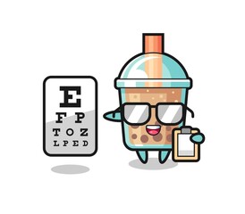 Illustration of bubble tea mascot as an ophthalmology