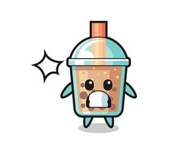 bubble tea character cartoon with shocked gesture