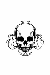 Human skull and smoke vector illustration