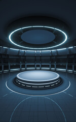 Indoor stage and spotlights, 3d rendering.