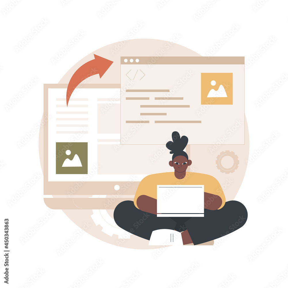 Aufkleber microsite development abstract concept vector illustration. microsite web development, small interne