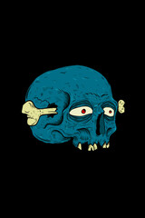 Skull with bones vector illustration