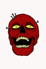 Skull with nails vector illustration