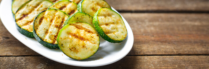 zucchini grill vegetable healthy grilled vegetable on the table, copy space food background veggie vegan or vegetarian food keto or paleo diet