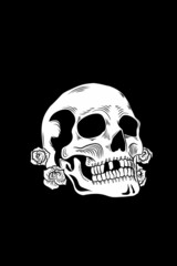 Skull and flower vector illustration