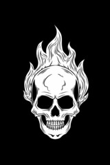 Skull with fire vector illustration