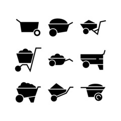 wheelbarrow icon or logo isolated sign symbol vector illustration - high quality black style vector icons
