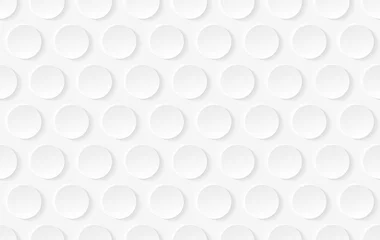 Papier Peint Lavable Blanc motif de cercles blancs. Abstrait blanc avec motif de cercles
